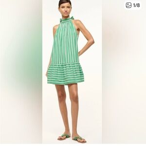 Christian Lacroix Marlowe Striped Green and White Mini Dress halter coquette Med